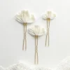 Set de 3 épingles à cheveux cérémonie en porcelaine