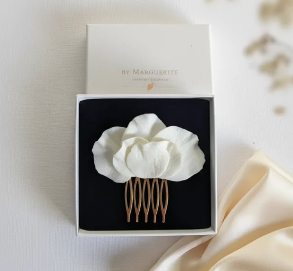 Peigne mariée solene dans son écrin-bijou de cheveux