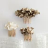 Peignes de mariage Or clair ou blanc ornés d volutes de porcelaine
