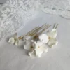 épingles à cheveux mariage. Set de 5 pics à chignon fleurs délicates faites main en porcelaine froide.