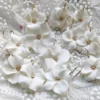 Boucles d'oreilles fleurs de porcelaine froide et gold filled