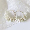 Boucles d'oreilles porcelaine blanche forme créole plaqué or 18k