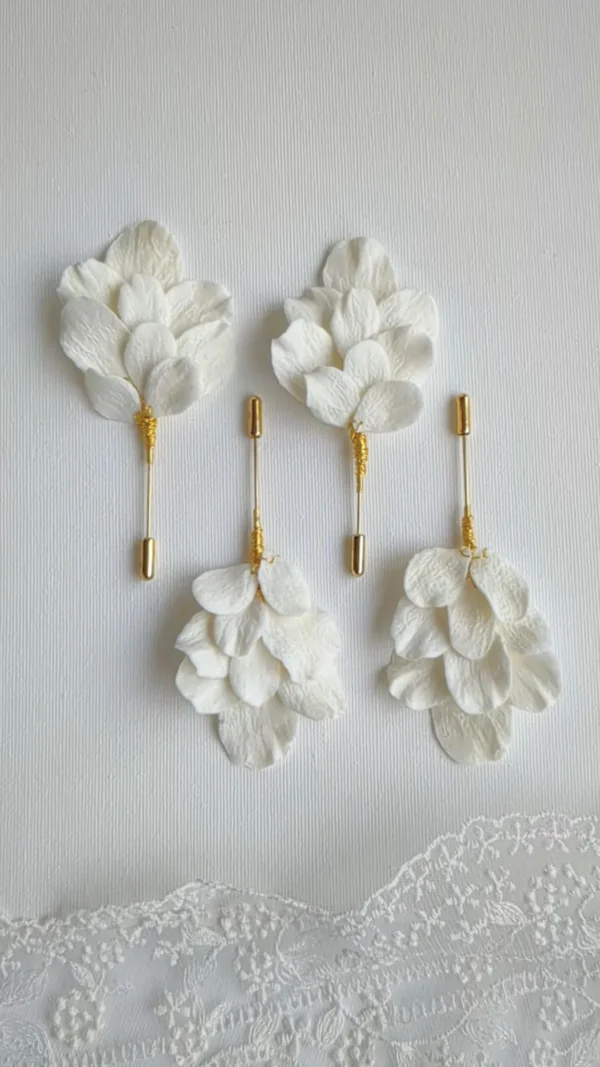 Boutonnière mariage moderne. Style minimaliste. Bijou mariage pour homme luxe.