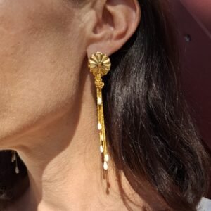 Boucles d'oreilles mariage retro chic. Or et porcelaine froide