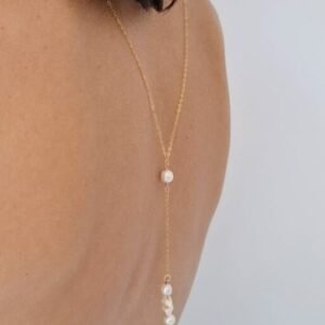 Collier de dos mariée or et perles naturelles baroques