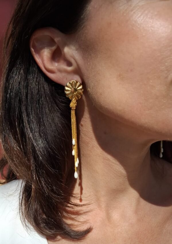 Boucles d'oreilles mariage retro chic. Or et porcelaine froide