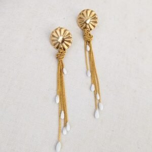 Bijoux mariage retro chic. Boucles d'oreilles or et porcelaine froide
