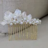 Barrette cheveux mariage . accessoire cheveux luxe pour mariage. Peigne porcelaine nacrée et perles ivoire