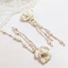 Bijou mariage - boucle d oreille mariage pendante fleur de porcelaine e pendants de perles naturelles