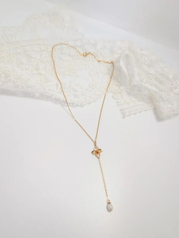 Collier mariage pendentif perle nacre eau douce