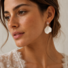 boucles d'oreilles mariage pétale de porcelaine froide et fleur de zirconium