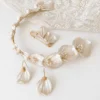 Collection mariée VIVIENNE : couronne de pétales nacrés, boucles d'oreilles et attache-traîne dorée, by Marguerite